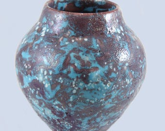 James Haggerty Santa Barbara Glazed Earthenware Vase 5” Cosmic Cloudscape Studio Made California