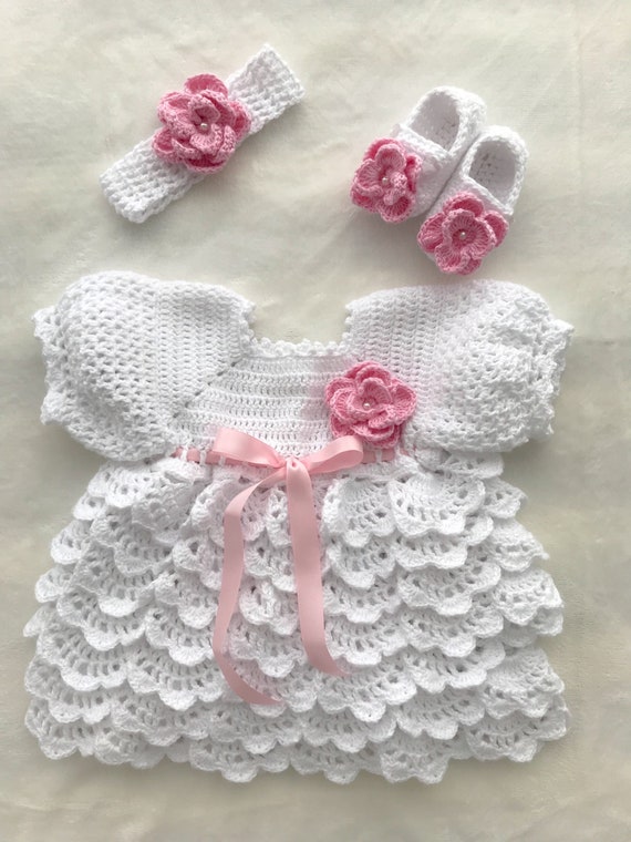 baby frock with headband and shoes