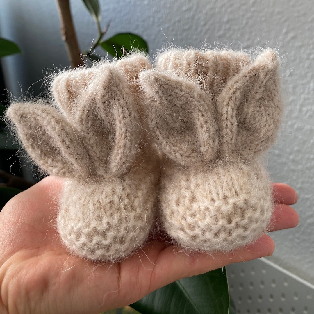 Hand Knitted Baby Bunny Booties, Baby Bunny Socks, Baby Shoes
