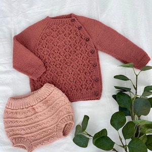 Merino wool Toddler Baby Girl Cardigan and Bloomers