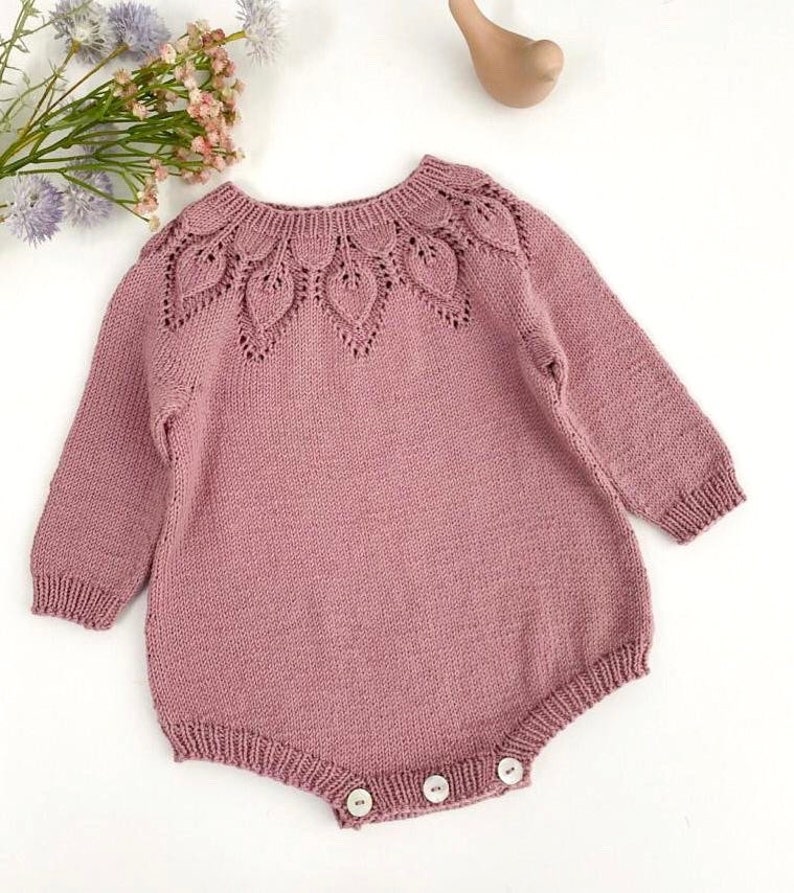 high quality softest merino wool MADE TO ORDERKnitted baby girl romper