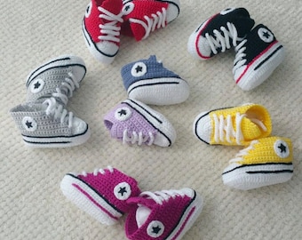 Crochet baby sneakers, Baby Shoes, Girls Newborn Gift, Baby shower gift, Crib Shoes, Newborn Boy, Baby Booties, Converse