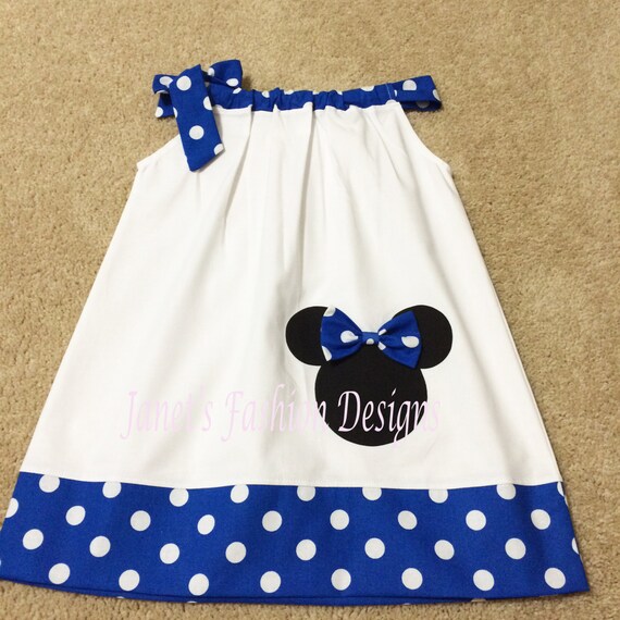 Minnie Mouse Pillowcase Dress Minnie Mouse White And Royal Etsy