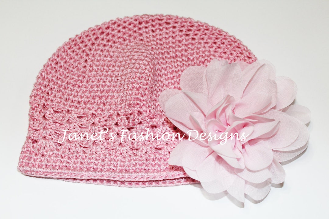 Pink Crochet Flower Hat Infant Girls Crochet Hat Pink Etsy