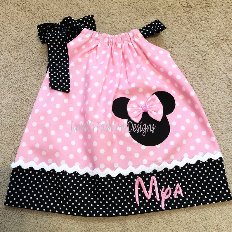 Hot Pink Minnie Mouse Pillowcase Dress - Pink Minnie Mouse Polka dots Pillowcase Dress - Fashion Pillowcase Polka dots 