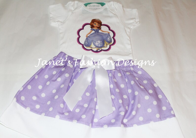 Disney/'s Sofia Printed T-Shirt Onesie and Skirt Set Princess Sofia Set Sofia The First Birthday Outfit Baby Girls