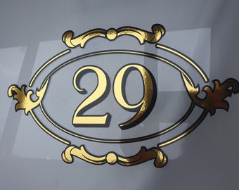 Elegant Frosted Fanlight Door Numbers - Victorian Style Etched