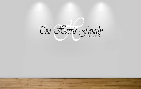 Family Name Wall Decal Living room surname decal wall | Etsy