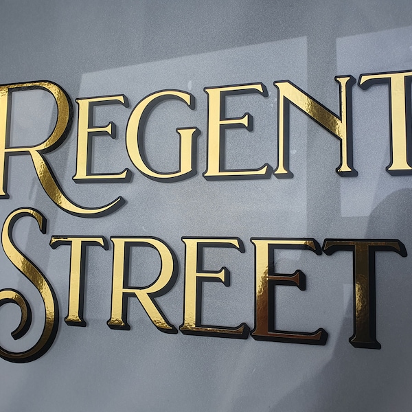 Custom Fanlight Door Name, Victorian style font, gold leaf effect