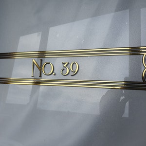 Narrow Fanlight Window Number, gold leaf effect, Victorian style