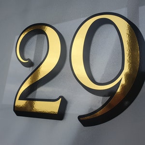 Custom Fanlight Door Number with a bold black shadow, classic Victorian style