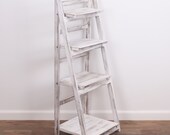 Milltown Merchants Ladder Shelf - Wooden Ladder Bookshelf - Leaning Bookshelf - Rustic Bookcase - Folding Bookcase (Distressed Ladder Shelf)
