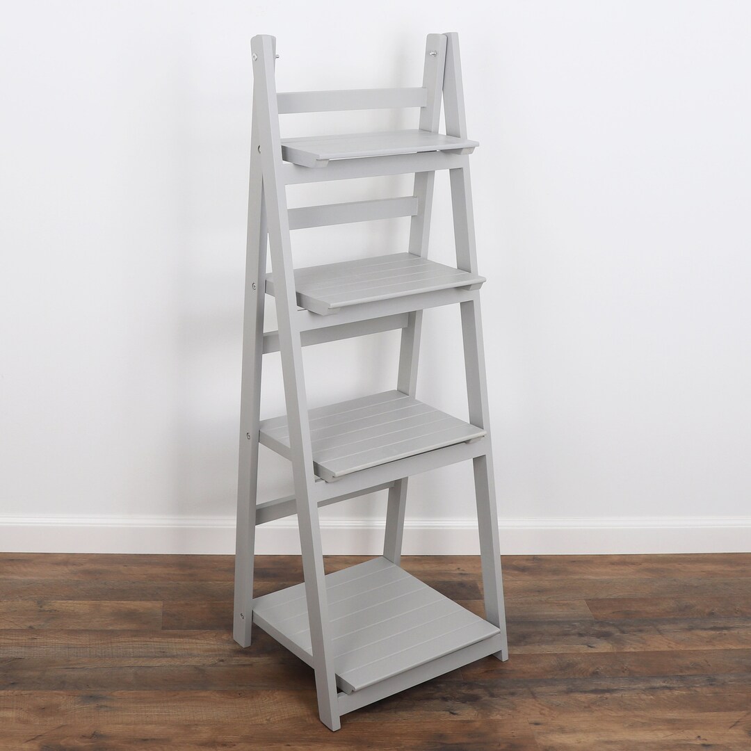 Modern Grey Ladder Shelf Distressed Bookshelf Rustic Ladder Bookshelf