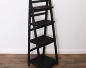 Milltown Merchants Ladder Shelf - Wooden Ladder Bookshelf - Leaning Bookshelf - Rustic Bookcase - Folding Bookcase (Black)
