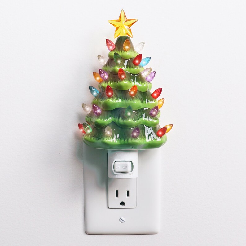Ceramic Christmas Tree Night Light Plugin Christmas Tree Etsy