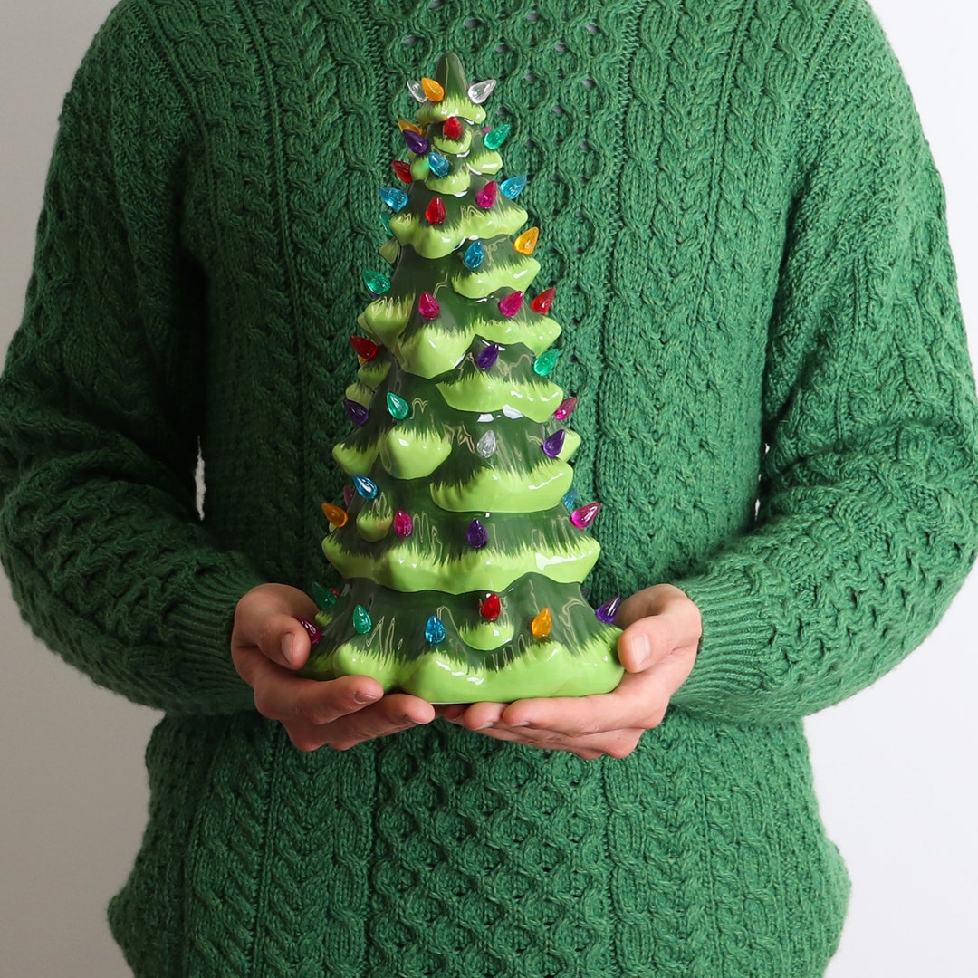 Ceramic Christmas Tree Tabletop Christmas Tree With Lights 13 Green ...