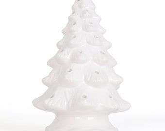 Blank Ceramic Christmas Tree - Table Top Christmas Tree - Lighted Christmas Tree - Vintage - Little Christmas Tree (9 3/4'' Medium, White)