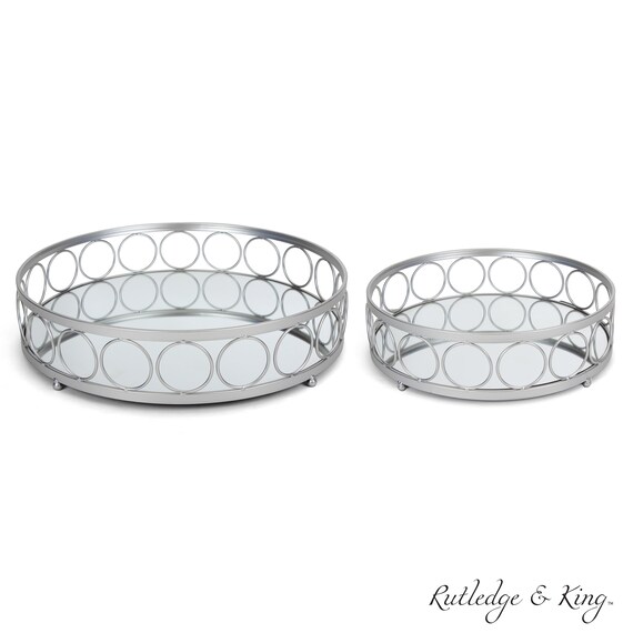 Rutledge King Ottoman Trays Silver Mirror Tray Set Image 0