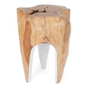 Java Teak Root Stool Wooden Teak Boho Side Table Teak Accent Table Teak Tree Stump Pedestal Side Table image 6
