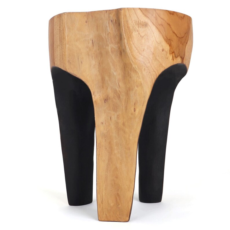 Java Teak Root Stool Wooden Teak Boho Side Table Teak Accent Table Teak Tree Stump Pedestal Side Table Black