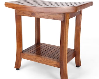 Luna Teak Shower Bench - Teak Shower Seat - Teak Wood Bathroom Stool - Corner Bench Alternative - Bathroom Chair - Bath Bench/Teak Bench