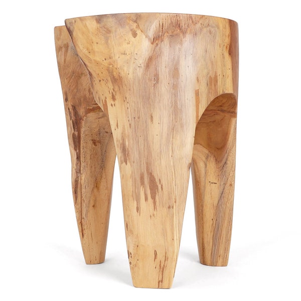 Java Teak Root Stool - Wooden Teak Boho Side Table - Teak Accent Table - Teak Tree Stump - Pedestal Side Table