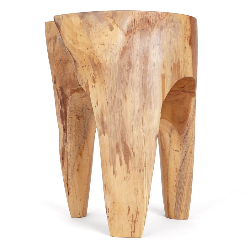 Java Teak Root Stool Wooden Teak Boho Side Table Teak Accent Table Teak Tree Stump Pedestal Side Table Natural