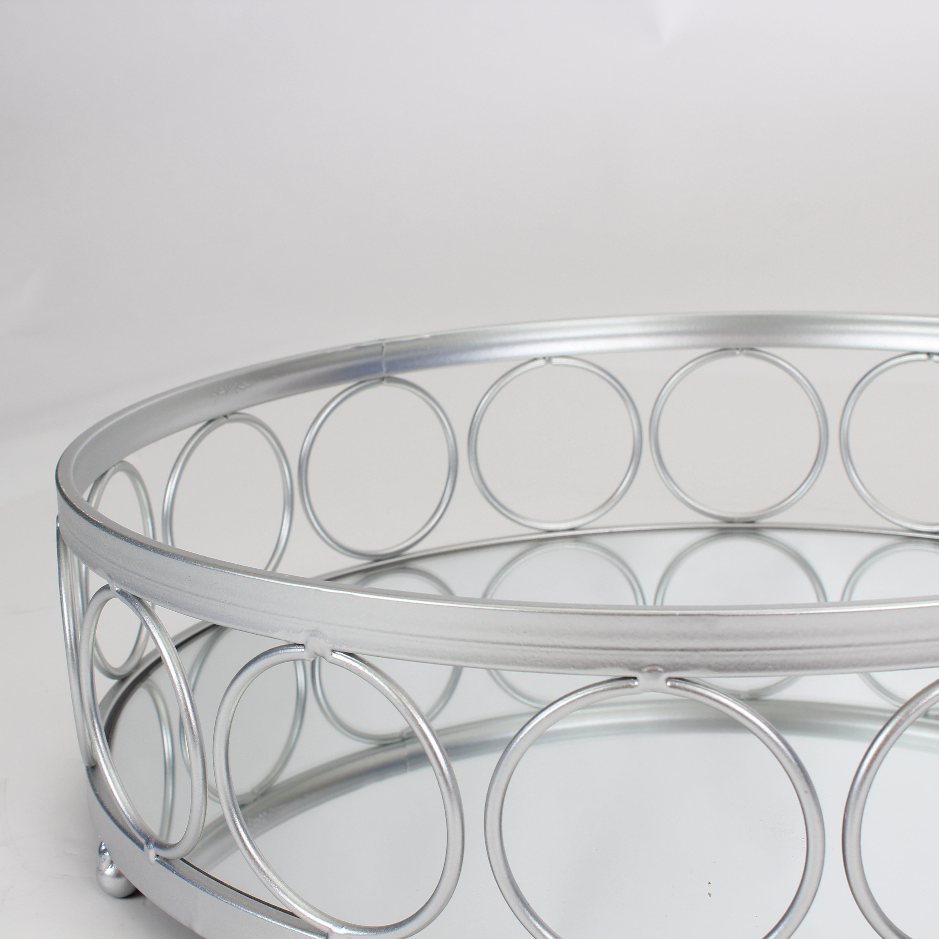 Large Ottoman Trays Silver Mirror Tray Decorative Round | Etsy