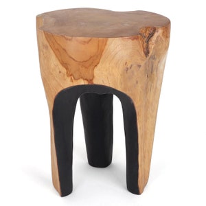 Java Teak Root Stool Wooden Teak Boho Side Table Teak Accent Table Teak Tree Stump Pedestal Side Table image 4