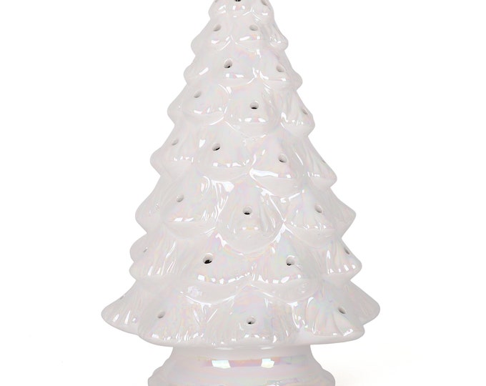 Vintage Style White Lighted Christmas Tree 11 Inch Christmas