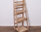 Milltown Merchants Ladder Shelf - Wooden Ladder Bookshelf - Leaning Bookshelf - Rustic Bookcase - Folding Bookcase (Driftwood Ladder Shelf)