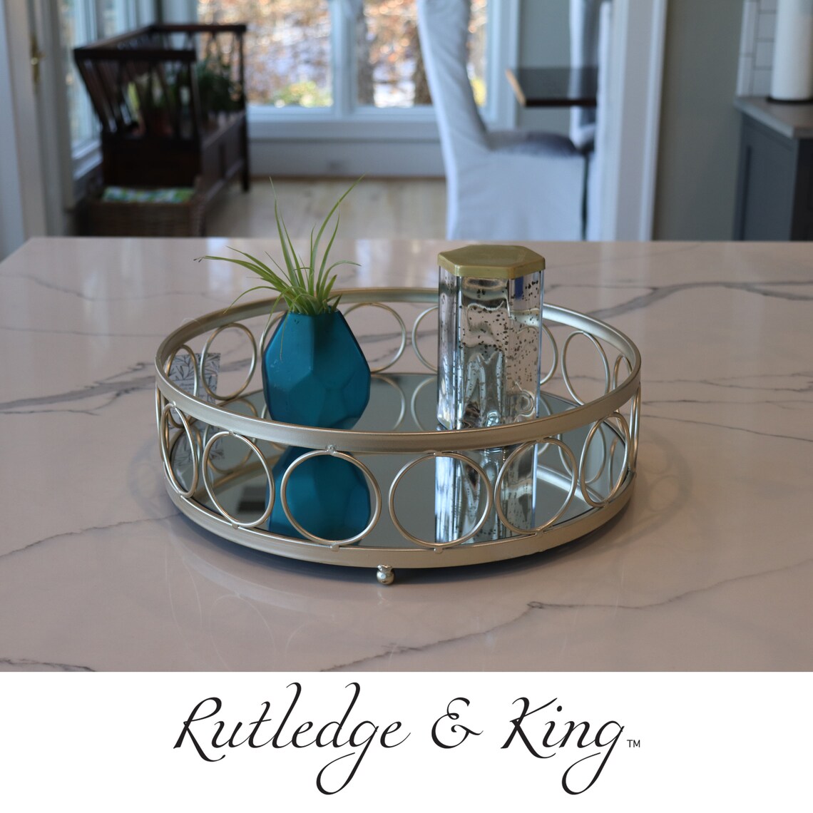 Large Ottoman Trays Silver Mirror Tray Decorative Round Etsy