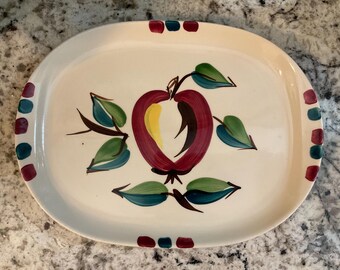 Purinton Slip Ware Hand Painted Ceramic Platter~Serving Dish~Apple Pattern