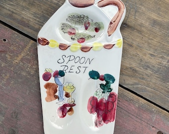 Vintage Ceramic Wine Jug Design Spoon Rest