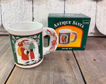 Antique Santa Ceramic Christmas Mug W/Box~1993