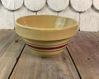 RRP CO Pottery Mixing Bowl~Blue and Maroon Stripes