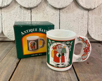 Antique Santa Ceramic Christmas Mug W/Box~1993
