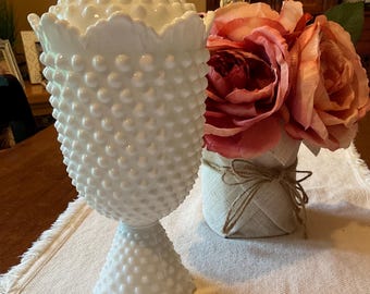 Milk Glass Apothecary Jar W/Lid~Hobnail Pattern