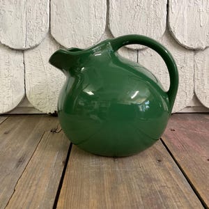 Vintage Ceramic Dark Green Ball Pitcher W/Ice Lip