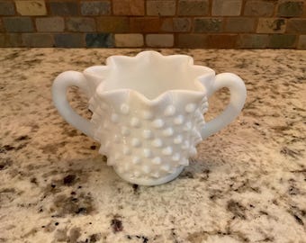 Milk Glass Fenton Star Shape Sugar Bowl~Hobnail Pattern
