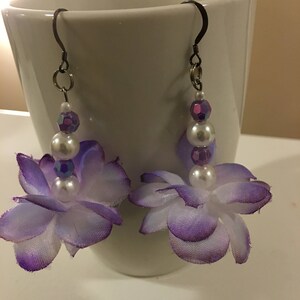 Purple Passion Pearl Floral Earrings