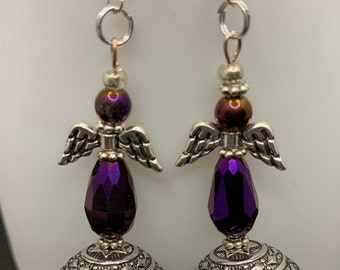 Guardian Angel of Love - Purple Earring Set