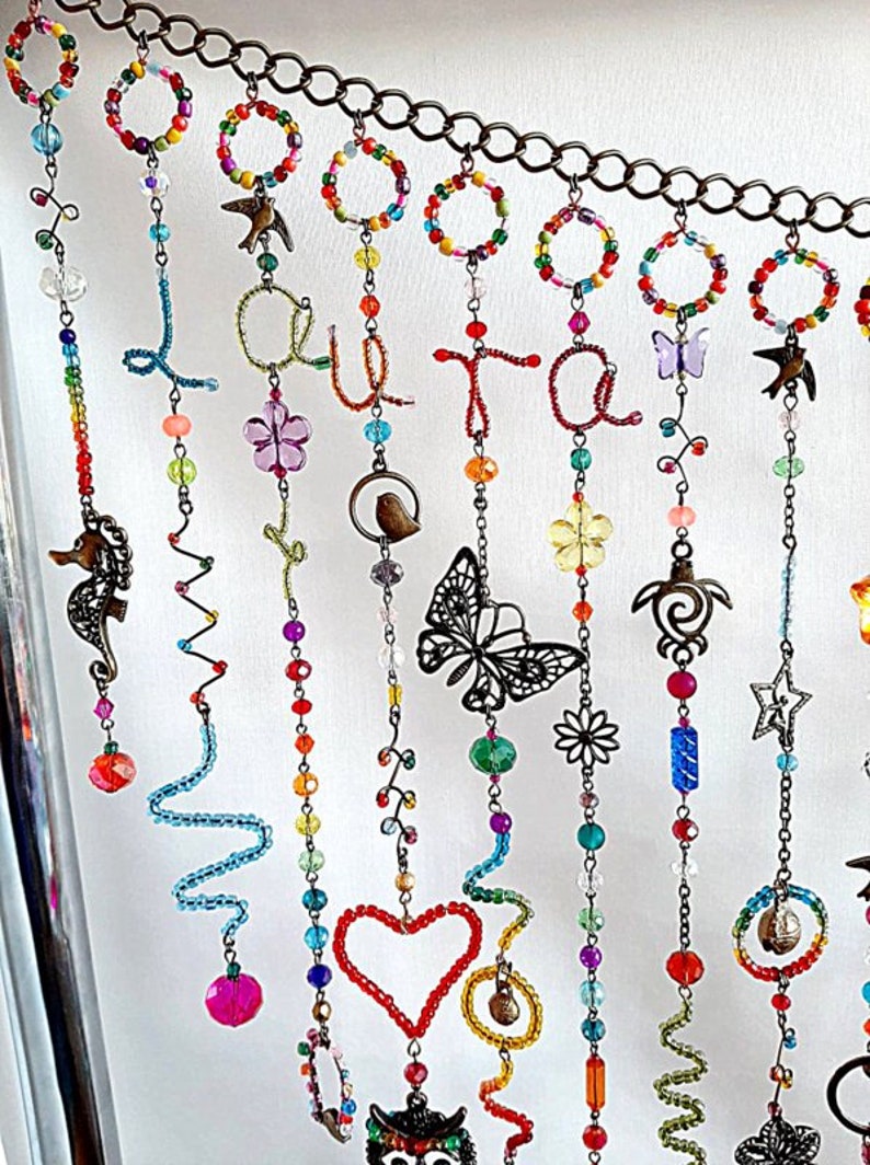 Crystal Suncatcher Boho Beaded Curtain Window Valance Etsy Canada