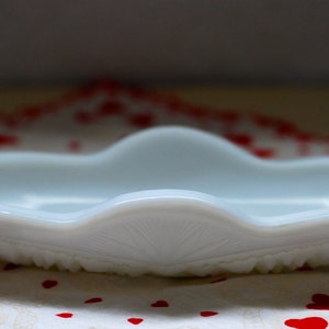 Vintage McKee Toltec Pres-Cut Milk Glass Relish Dish