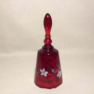 Vintage Fenton hand painted Ruby Red glass bell