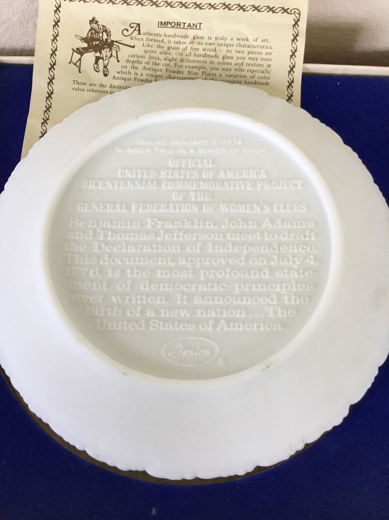 Fenton Bicentennial Commemorative Plate In God We Trust