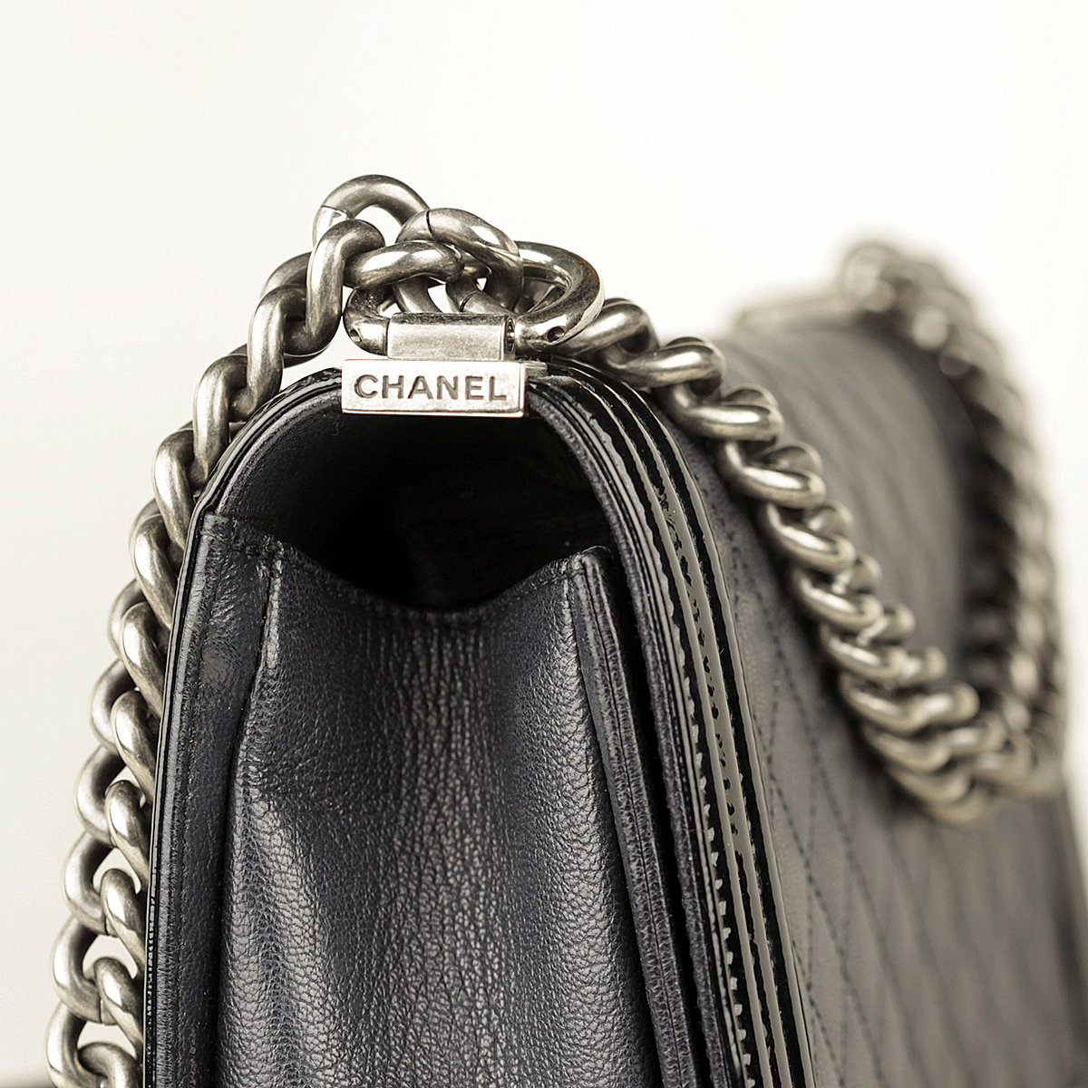 Chanel Boy Bag Quilted Goatskin and Patent Leather Medium Duo 