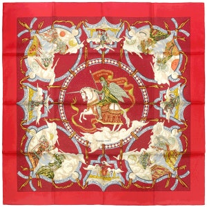 Hermes Scarf "Cavaliers des Nuages" by Jean-Christophe Donnadieu Vintage 90cm Silk | Carre Foulard