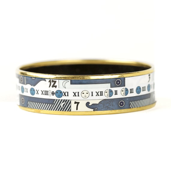 HERMES NAME enamel wide bangle bracelet