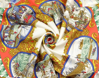 Hermes Scarf "L'Entente Cordiale" by Loic Dubigeon Vintage 90cm Silk | Carre